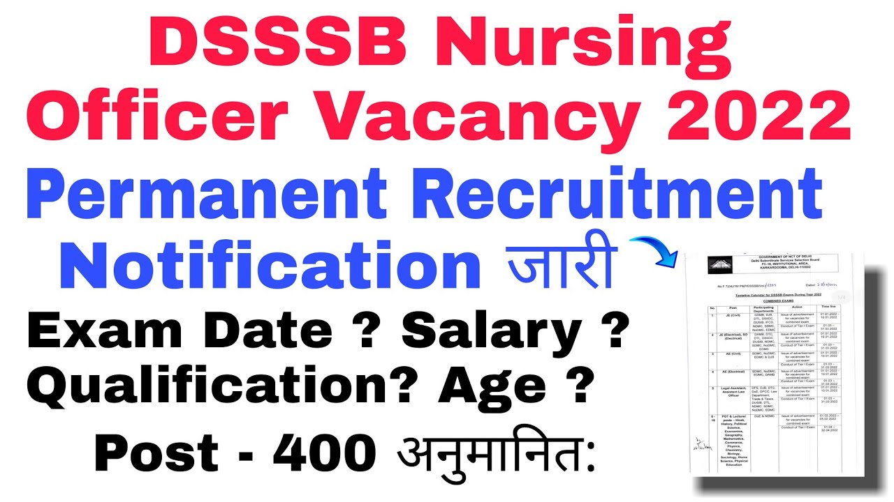 DSSSB Nursing Officer Recruitment 2022